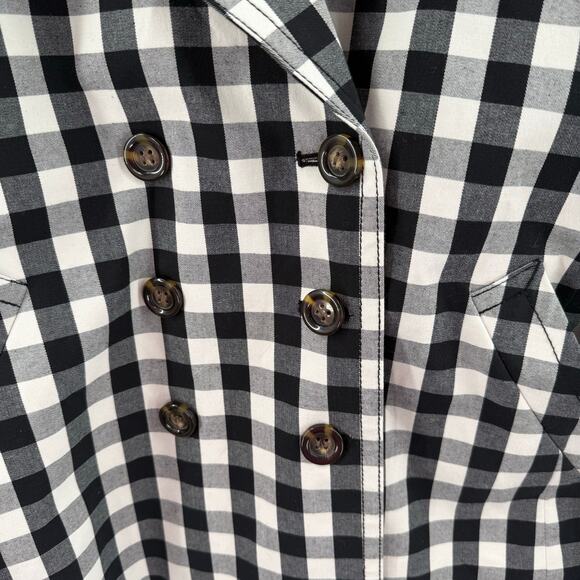 Ann Taylor Jacket Women's Size Small B&W Gingham Double-Breasted Buffalo Check - Picture 8 of 16